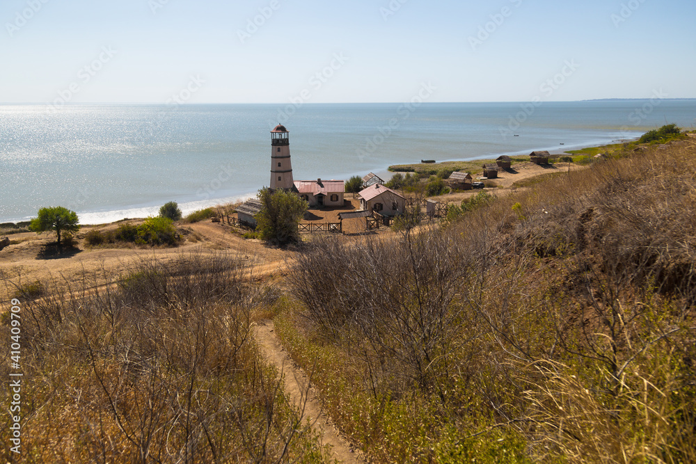 Lighthouse at the beach at the sea