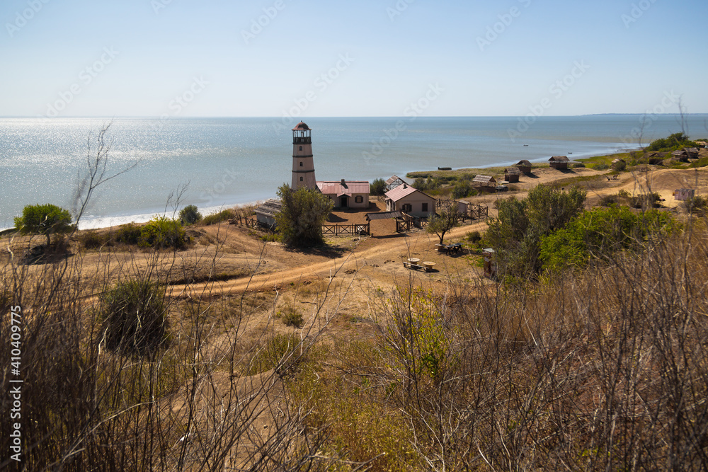 Lighthouse at the beach at the sea