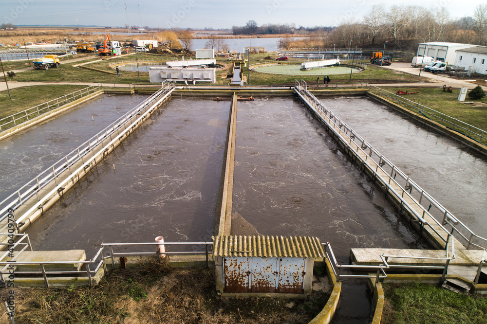 Fototapeta premium Water Treatment Facility Pools a part of a waste water treatment facility