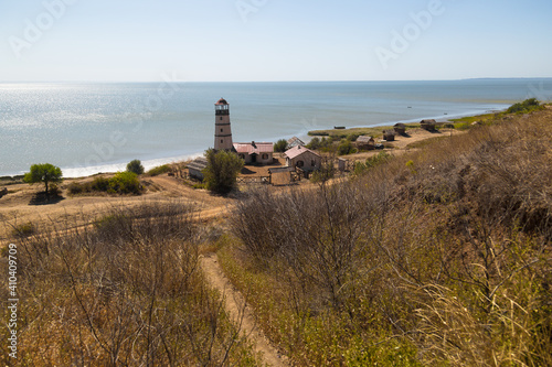 Lighthouse at the beach at the sea