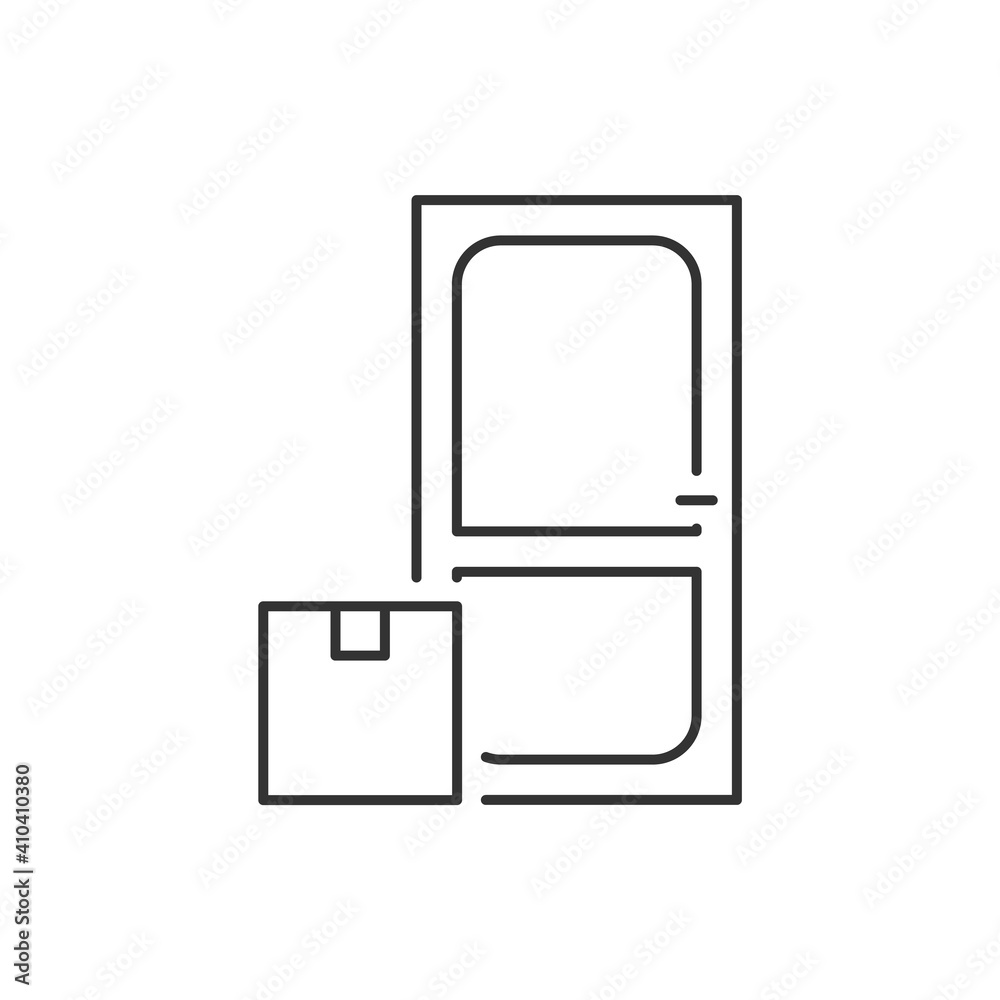 Delivery parcel to the door linear icon. Editable stroke