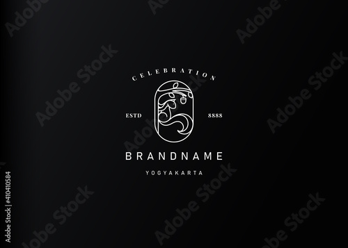 Squirrel Nut Logo Design Template. Squirrel Tree Icon Line Art Vector