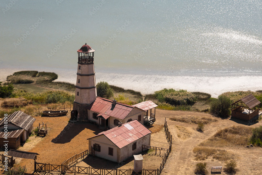 Lighthouse at the beach at the sea