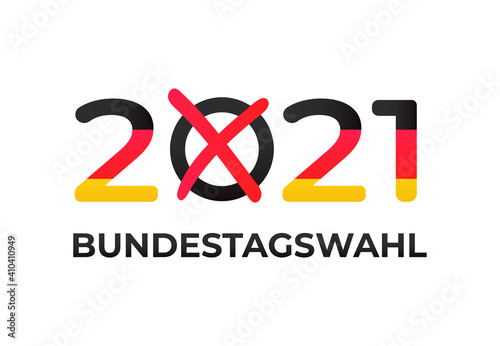 Bundestagswahl 2021 in Germany. Federal election for the 20th Bundestag on 26 September. Isolated on white background. Stock vector illustration.  photo