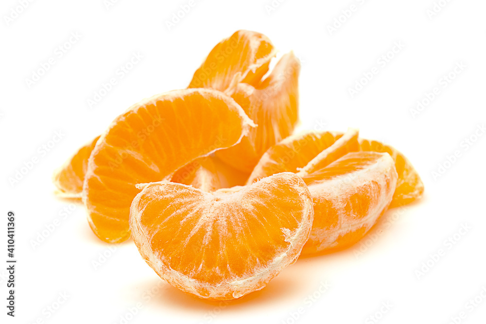 Mandarie segments isolated on white background Mandarie segments isolated on white background