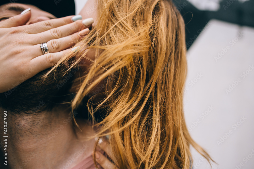 Fototapeta premium Love story of the beautiful young man and woman