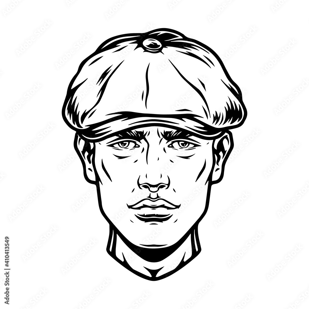 Male head wearing irish cap Male head wearing irish cap