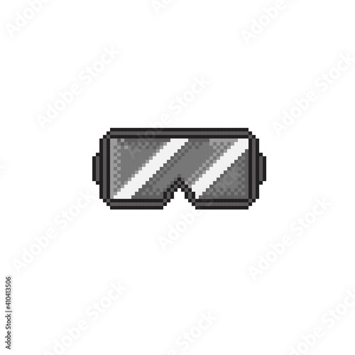 VR glasses, goggles, virtual reality 360 icons. VR pixel art.  Wearer VR. Vector illustration.