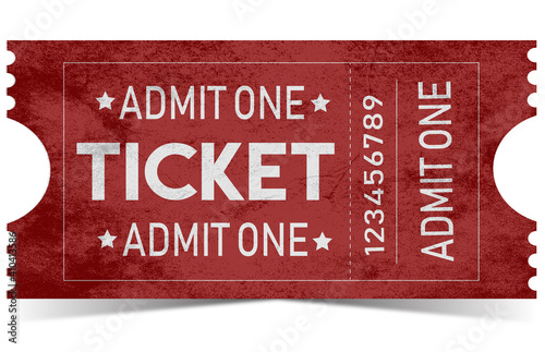 Ticket admit one for circus and theater. Vintage ticket for movie and concert, classic ticket old style