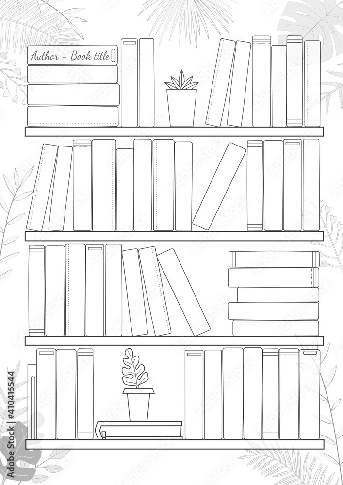 Printable A4 paper sheet with bookshelves and books on background with Printable A4 paper sheet with bookshelves and books on background with