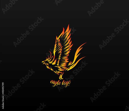 phoenix bird on black background. hand drawn art of fire birds.