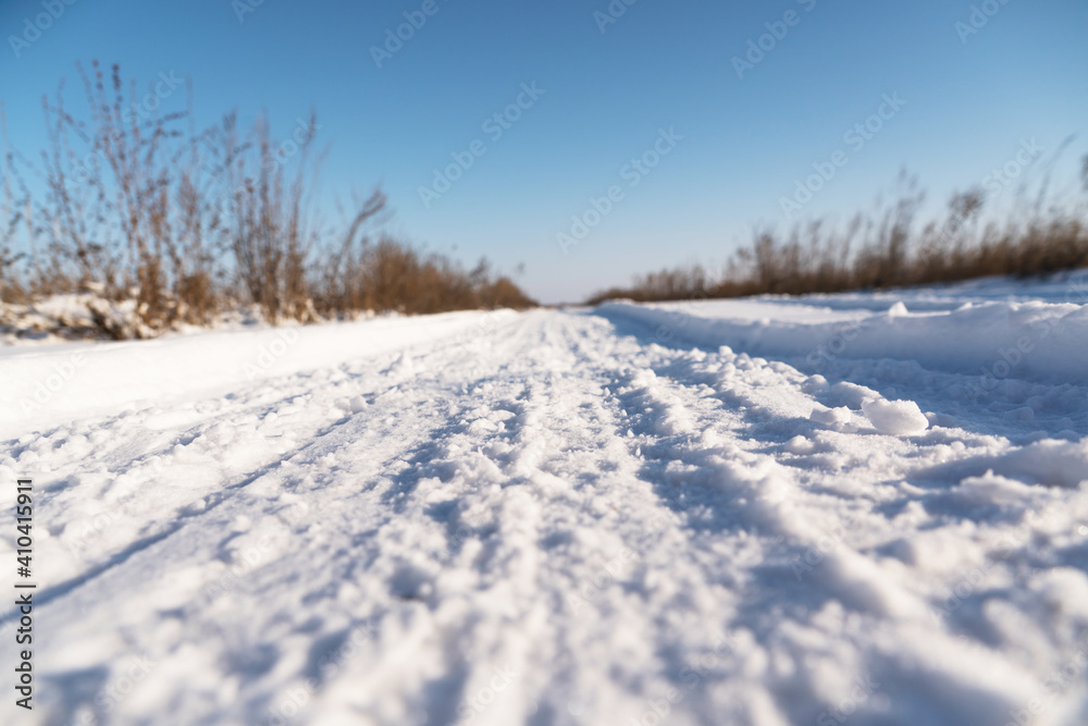 Snow covered road. Snow covered road.