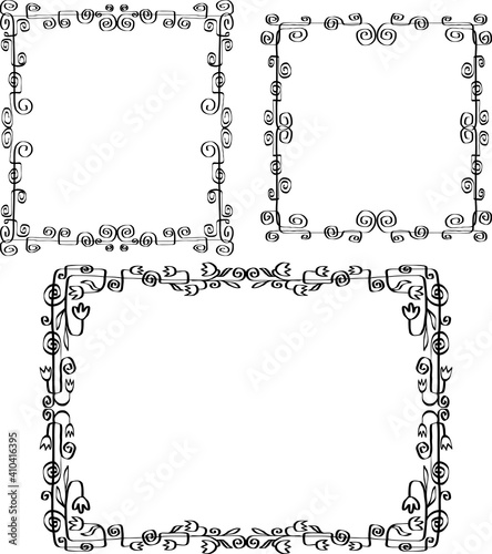 Vector image of set abstract decorative borders