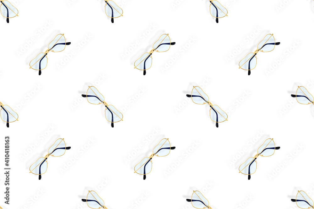 Obraz premium Glasses seamless pattern. Eyeglasses with heart-shaped lenses.