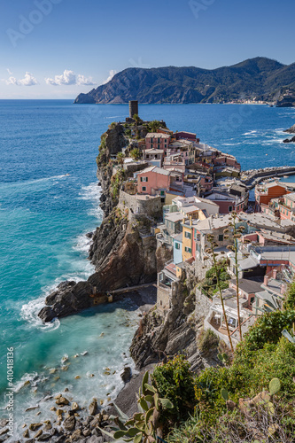Postcard view. Vernazza village in Cinque Terre on the Italian Riviera