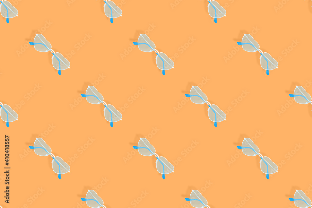 Glasses seamless pattern. Eyeglasses with heart-shaped lenses. Glasses seamless pattern. Eyeglasses with heart-shaped lenses.