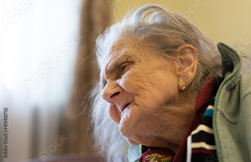 Very old tired woman