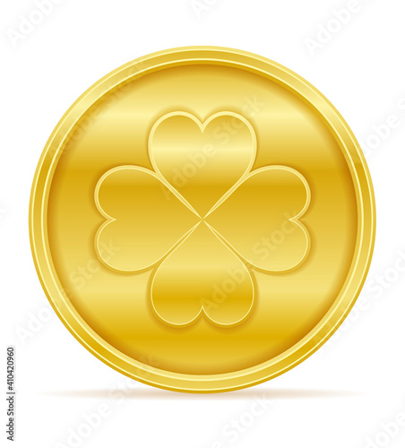 st patrick's day clover gold coin vector illustration