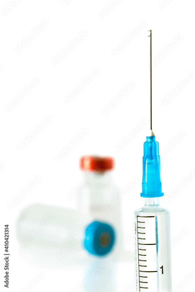 Vaccine vials and syringe Vaccine vials and syringe