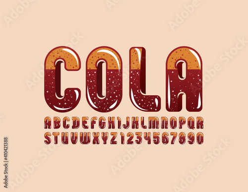 Trendy glossy font, rounded alphabet, bright letters from A to Z and numbers from 0 to 9, vector illustration 10EPS