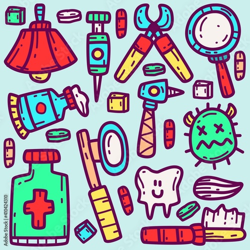 dentist kawaii doodle designs for stickers  wallpapers  backgrounds  logos and more
