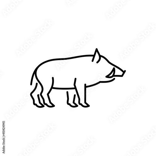 Boar vector icon. Wild hog   aper illustration. Feral animal sign.
