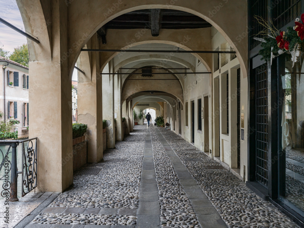 Portici di Treviso, a historic town in Italy 