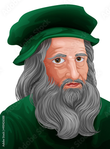 Leonardo Da Vinci Italian renaissance artist and inventor portrait illustration photo