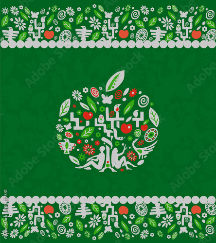 Apple of the garden of Eden. Vector illustration.