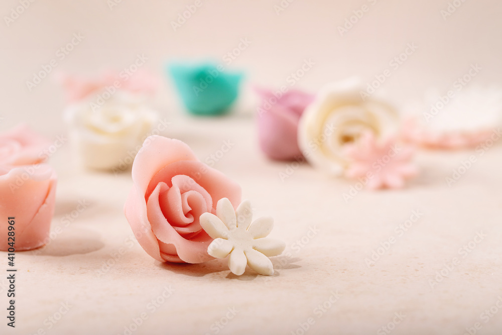 Homemade white and pink marzipan roses Homemade white and pink marzipan roses
