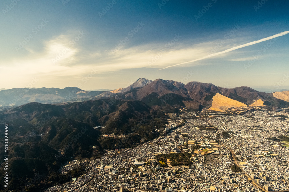 Naklejka premium mountains in the morning from the helicopter