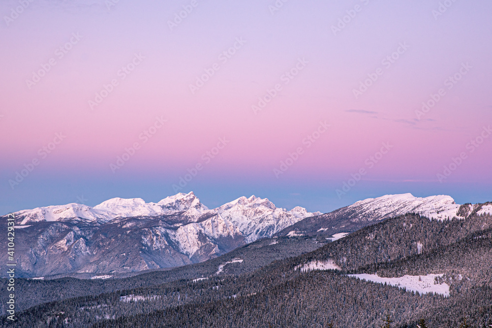 landscape with mountains and snow