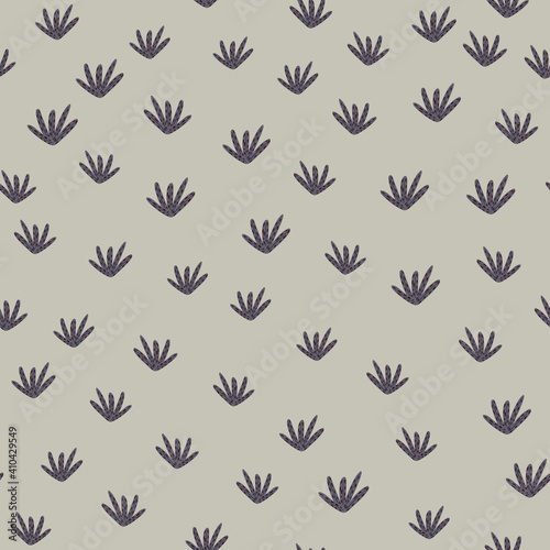 Random abstract seamless pattern with little grey foliage print. Light grey background. Simple backdrop.