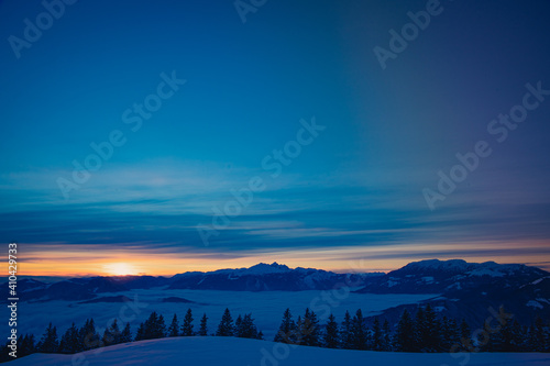 sunset in the mountains