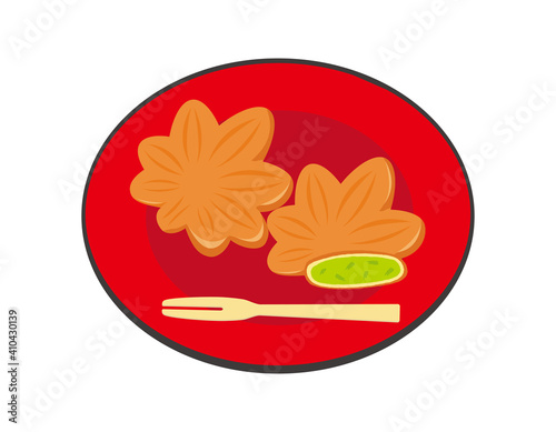 もみじまんじゅうのベクターイラスト　和菓子　