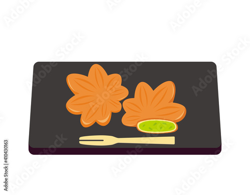 もみじまんじゅうのベクターイラスト　和菓子　