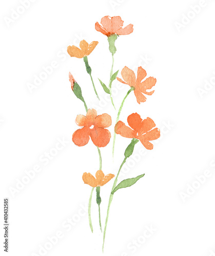 Watercolor set flowers bouquet for greeting card design