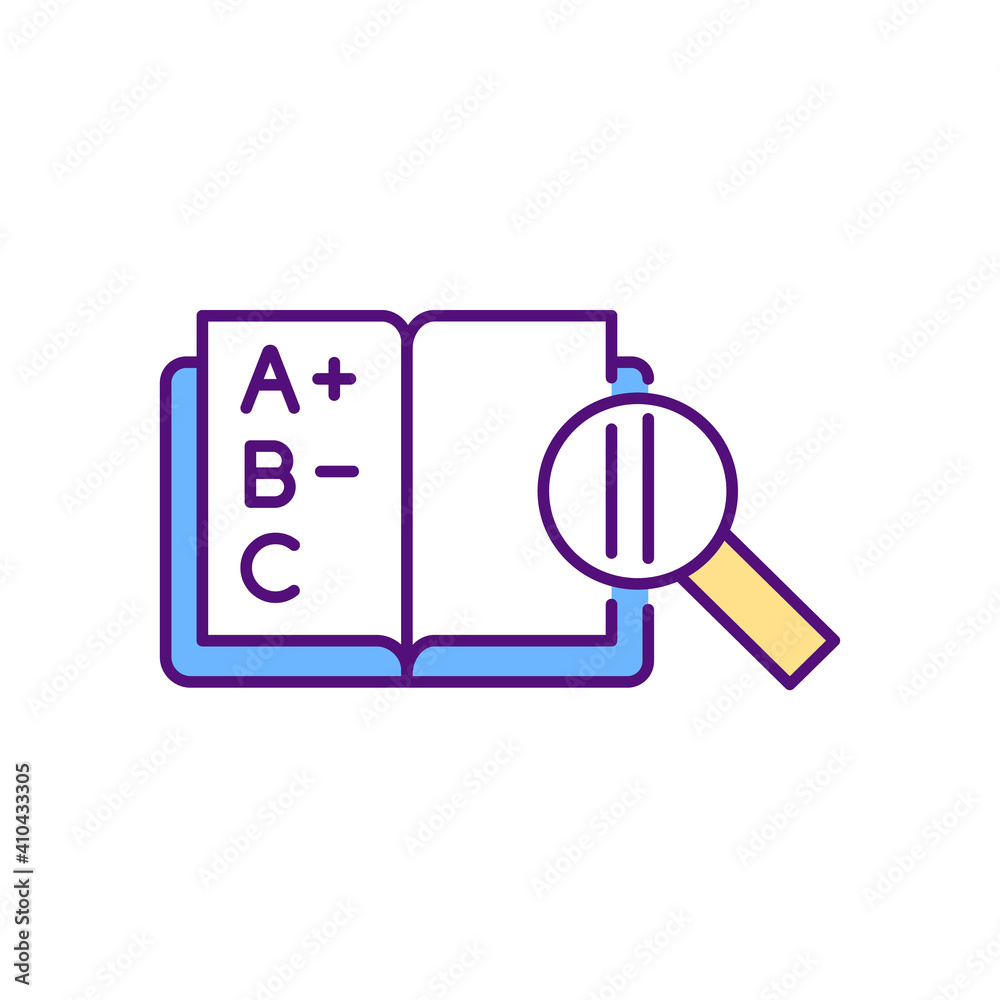 Tests and gradebook RGB color icon. Online Course management system elements. Creating challenges for students. Making learning materials to prepare for exams. Isolated vector illustration Tests and gradebook RGB color icon. Online Course management system elements. Creating challenges for students. Making learning materials to prepare for exams. Isolated vector illustration