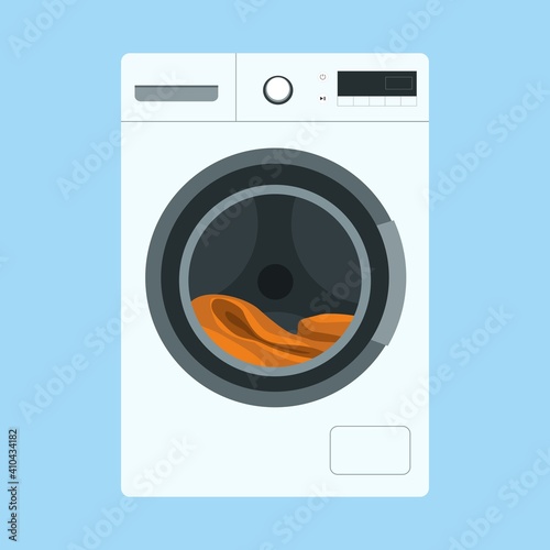 Washing machine, color realistic vector illustration.