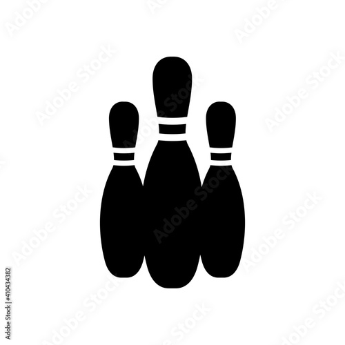 Ninepins, black vector icon isolated on white background.
