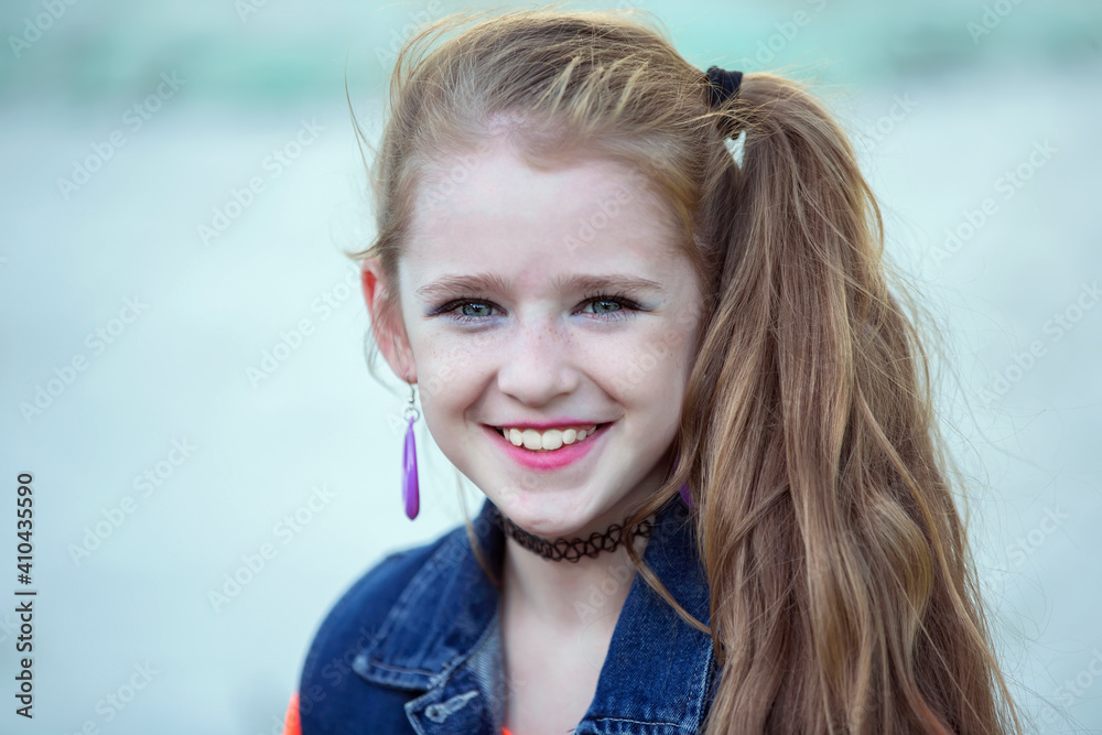 Little girl with bright makeup in retro style. Child model. Little girl with bright makeup in retro style. Child model.
