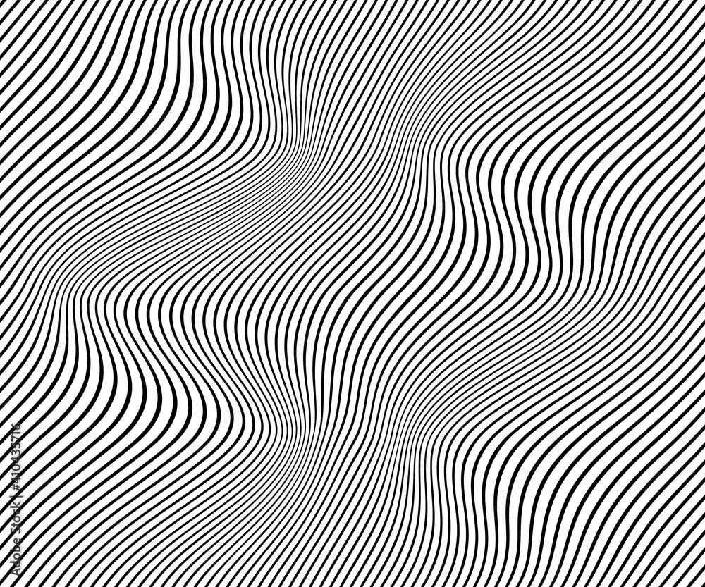 Naklejka Wave simple seamless wavy line, smooth pattern, Black & white, w