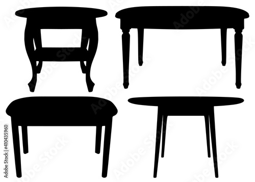 Round tables in the set. Vector image.