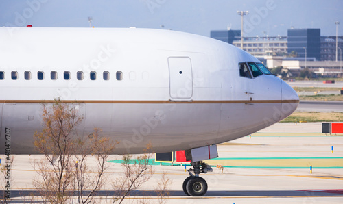 passenger plane lands at airport