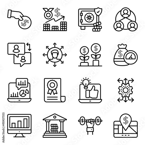 Business and Finance Linear Icons Pack