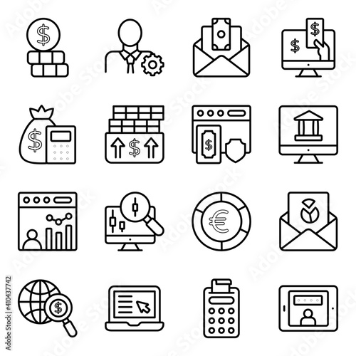 Finance and Data Linear Icons Pack 