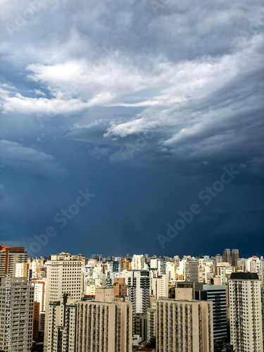 Storm in the big city. City of Sao Paulo, Brazil. South America.