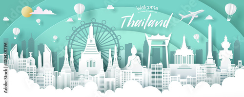 Vector of Thailand landmark, travel and tourism concept.