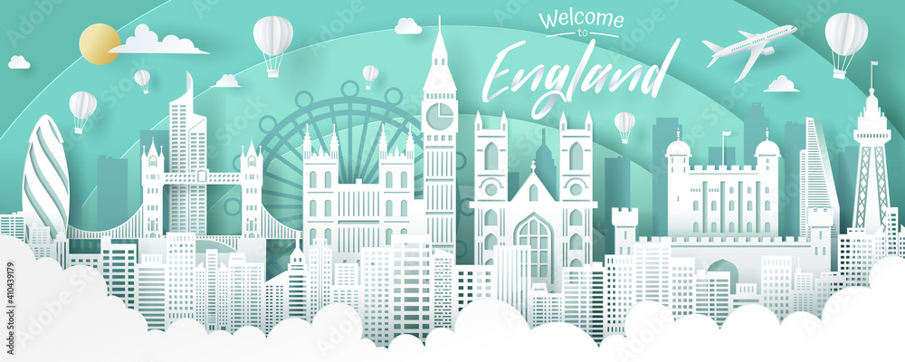 Vector of England landmark, travel and tourism concept.