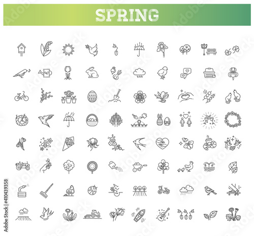 Spring Nature Vector Thin Line Icons